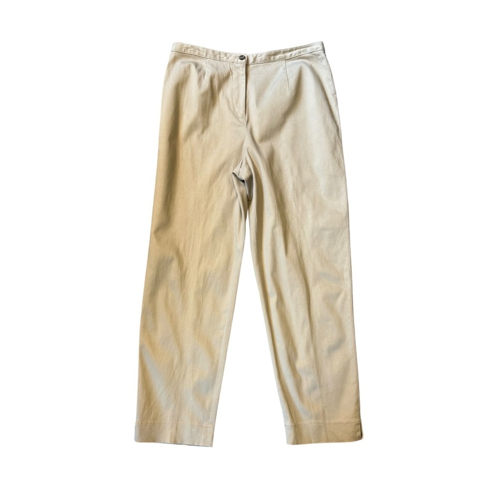 Charter Club Petite Khaki Straight Leg Pants Tan Natural Stretch Size 10 Petite